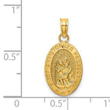 14 Karat Yellow Gold Polished Solid Saint Christopher Medal Oval Pendant