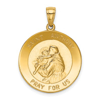 Saris and Things 14k Yellow Gold Solid Saint Anthony Large Round Medal Charm Pendant
