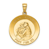 Saris and Things 14k Yellow Gold Solid Saint Anthony Large Round Medal Charm Pendant