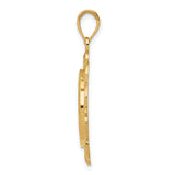 14k Yellow Gold Solid Gold Polished & Satin Saint Michael Medal Charm Pendant