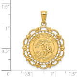 14k Yellow Gold Solid Gold Polished & Satin Saint Michael Medal Charm Pendant