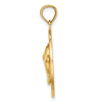 Real and Solid 14K Yellow Gold SAINT AUGUSTINE w/Dolphins Circle Charm