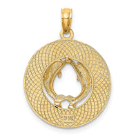 Real and Solid 14K Yellow Gold SAINT AUGUSTINE w/Dolphins Circle Charm