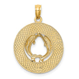 Real and Solid 14K Yellow Gold SAINT AUGUSTINE w/Dolphins Circle Charm