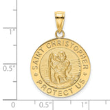 Real and Solid 14K Yellow Gold Polished / Satin Saint Christopher Medal Charm