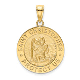 Real and Solid 14K Yellow Gold Polished / Satin Saint Christopher Medal Charm