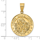 Real and Solid 14K Yellow Gold Polished Saint Christopher Coin Charm