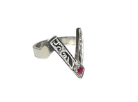 Sterling Silver Genuine Ruby Siquitrilla "V" Style Man's Ring