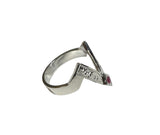 Sterling Silver Genuine Ruby Siquitrilla "V" Style Man's Ring