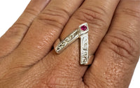 Sterling Silver Genuine Ruby Siquitrilla "V" Style Man's Ring