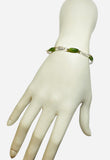 14K Yellow Gold Filled Genuine 12 x 5mm Barrel-cut Nephrite Jade Beads 7.5" Plaque Bracelet