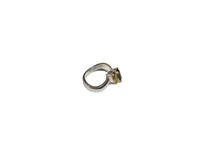 Sterling Silver Genuine Citrine & Smoky Quartz Bypass Design Ladies Ring