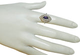 Sterling Silver & Genuine Semi-precious 10 x 5mm Marquise Gemstone Filigree Design Ladies Ring