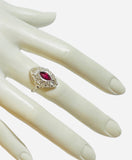 Sterling Silver & Created Ruby or Sapphire 10 x 5mm Marquise Filigree Ring