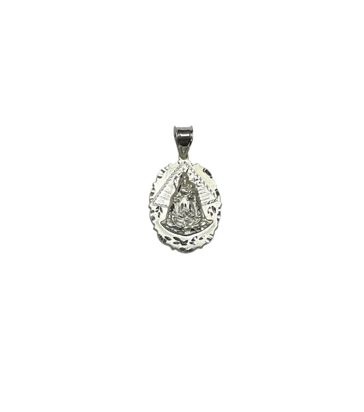 Sterling Silver Our Lady of Charity "Caridad del Cobre" Oval Scalloped 1.54" Medal