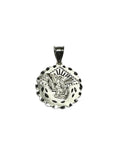 Sterling Silver Saint Michael the Archangel 23mm Scalloped Round Medal Pendant