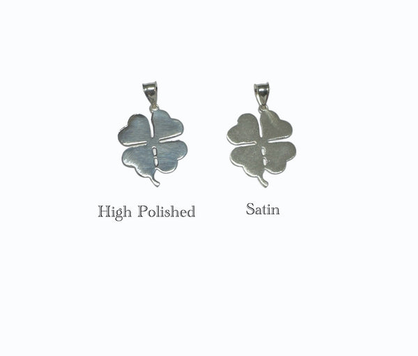 Sterling Silver Four Leaf Clover Lucky Charm Pendant (2 Versions)