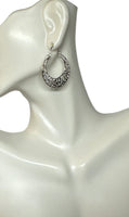 Sterling Silver Filigree Cuban Style Creole Hoop Earrings