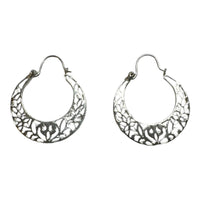 Sterling Silver Filigree Cuban Style Creole Hoop Earrings