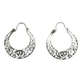 Sterling Silver Filigree Cuban Style Creole Hoop Earrings