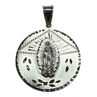 Sterling Silver Our Lady of Guadalupe "Virgen de Guadalupe" 32mm Medal Pendant