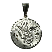 Sterling Silver Saint Michael the Archangel 22mm Round Medal Pendant