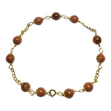 10 Karat Yellow Gold 6mm Venturina (Brown Goldstone) Curb Link Bracelet