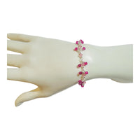 Sterling Silver 4mm Light & Dark Pink Bicone Beads with Genuine 4mm Azabache Jet Stone 7" Bracelet