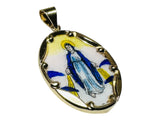 Vintage NOS 1970's 10K Enameled Miraculous Virgin Mary "Milagrosa" 25 x 20mm Oval Medal