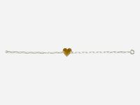 Sterling Silver and Engravable 14 Karat Yellow Gold Heart Paper Clip Link Bracelet