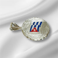 Sterling Silver Hand Enameled Cuban Flag Nickel Size Pendant (Made in USA)