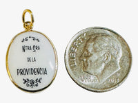 Vintage NOS 10K Yellow Gold Enameled Our Lady of Providence "Providencia" 17 x 13mm Oval Medal