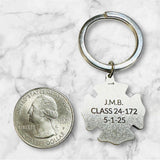 Sterling Silver Saint Florian Firefighter's Badge Medal Personalized Keychain