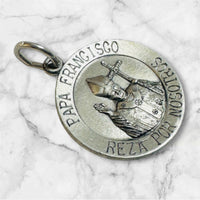 Sterling Silver Papa Francisco Pope Francis Antiqued and Brushed Sterling Silver Medal