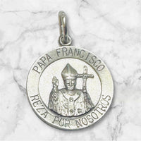 Sterling Silver Papa Francisco Pope Francis Antiqued and Brushed Sterling Silver Medal