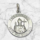 Sterling Silver Papa Francisco Pope Francis Antiqued and Brushed Sterling Silver Medal