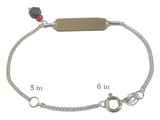 Sterling Silver Children's Curb Link ID Bracelet with Genuine 4mm Azabache Jet Charm (FREE Engraving)