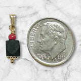 14 Karat Yellow Gold Filled Genuine 5-6mm Azabache Jet Charm