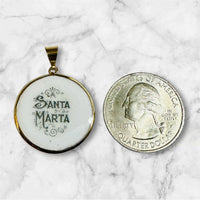 Vintage NOS 10K & Enameled Saint Martha "Santa Marta" 23.7mm Round Medal