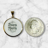 Vintage NOS 10K & Enameled Saint Martha "Santa Marta" 23.7mm Round Medal