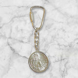 Sterling Silver Cuban Link Key Chain with Celia Cruz Commemorative US Quarter Dollar Coin