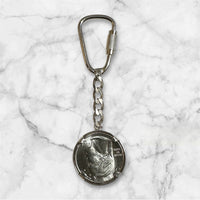 Sterling Silver Cuban Link Key Chain with Celia Cruz Commemorative US Quarter Dollar Coin