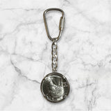 Sterling Silver Cuban Link Key Chain with Celia Cruz Commemorative US Quarter Dollar Coin