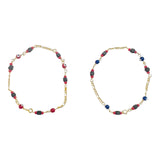 10 Karat Yellow Gold Genuine 4mm Azabache Jet and Blue or Red Lucky Eyes Figaro Link 7.5" Bracelet