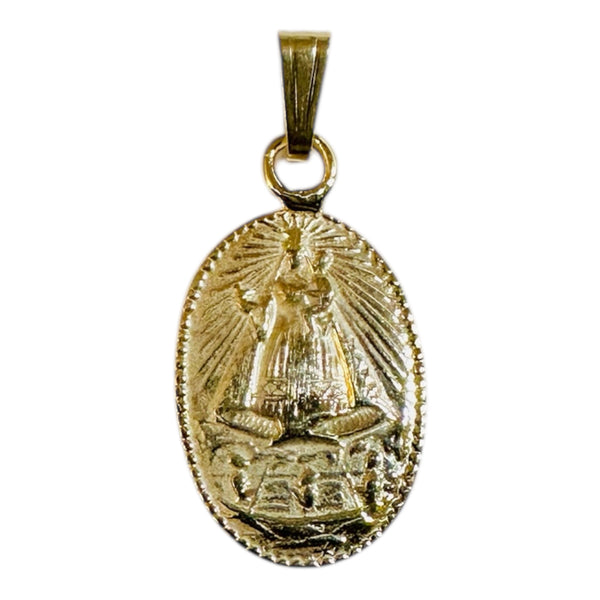 10 Karat Yellow Gold Our Lady of Charity "Caridad del Cobre" 14 x 10mm Oval Medal