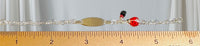 Sterling Silver Genuine 4mm Azabache Jet with Enameled Lady Bug Engraveable Oval ID 6" Girls Heart Link Bracelet