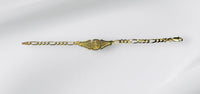 18K Yellow Gold-plated Sterling Silver Our Lady of Guadalupe 6" Children's ID Figaro Bracelet