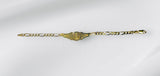 18K Yellow Gold-plated Sterling Silver Our Lady of Guadalupe 6" Children's ID Figaro Bracelet