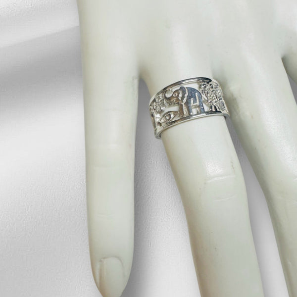 Sterling Silver Elephant, Owl, Horseshoe, Gobbo Hunchback, #7, Eye, Clover Lucky Charms Symbols Band Ring