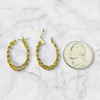 Vintage NOS (new old stock) 1990's 18 Karat Yellow Gold-plated Sterling Silver Twisted Double Rope Oval Hoop Earrings